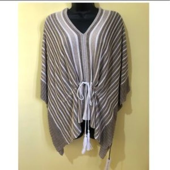 White + Warren linen V sweater poncho Nwt - Picture 4 of 5